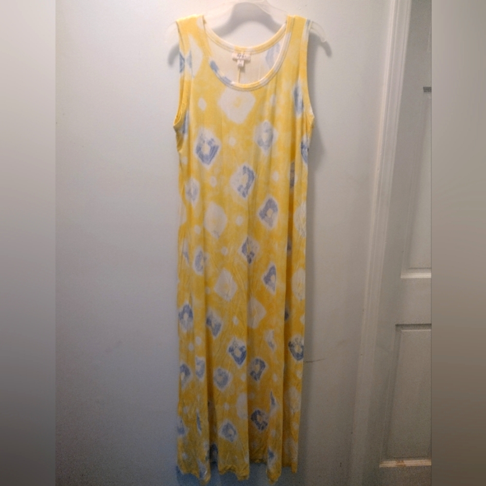 Style &Co Yellow and Gray Sleeveless Maxi Dress